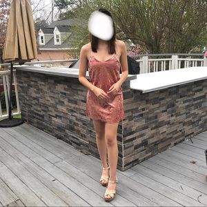 Pink Crushed Velvet Dress with Adjustable Straps